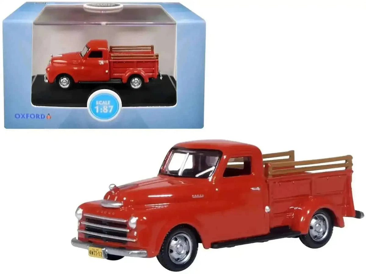 1948 Dodge B-1B Pickup Truck Red 1/87 (HO) Scale Diecast Model Car by Oxford Diecast Cartsfy Inc.