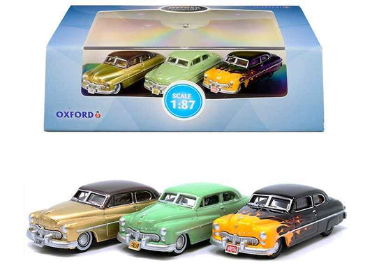1949 Mercury Set of 3 Cars "70th Anniversary" 1/87 (HO) Scale Diecast Model Cars by Oxford Diecast Cartsfy Inc.