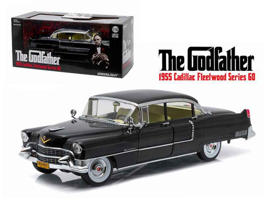 1955 Cadillac Fleetwood Series 60 Special Black "The Godfather" (1972) Movie 1/18 Diecast Model Car by Greenlight Cartsfy Inc.