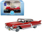 1957 Cadillac Eldorado Brougham Dakota Red with Silver Metallic Top 1/87 (HO) Scale Diecast Model Car by Oxford Diecast Cartsfy Inc.