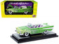 1957 Chevrolet Bel Air Convertible Green Metallic with Flame Graphics and Purple and White Interior Limited Edition to 4050 pieces Worldwide 1/24 Diecast Model Car by M2 Machines Cartsfy Inc.
