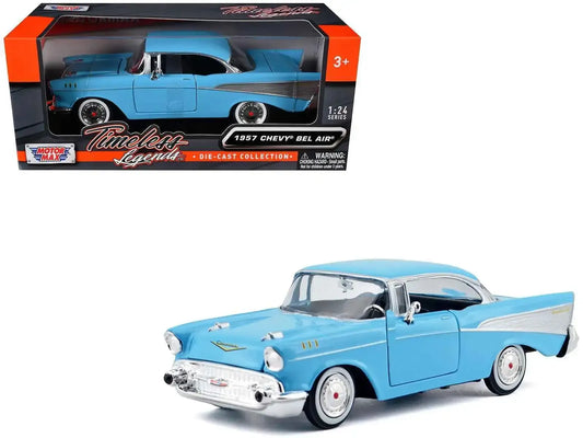 1957 Chevrolet Bel Air Light Blue "Timeless Legends" Series 1/24 Diecast Model Car by Motormax Miniature Motors Default Title Default Title-