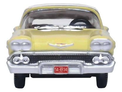 1958 Chevrolet Impala Sport Colonial Cream with Snowcrest White Top 1/87 (HO) Scale Diecast Model Car by Oxford Diecast Miniature Motors Default Title Default Title-
