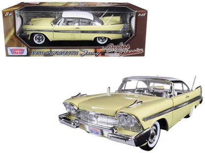 1:18 diecast model car, yellow with white roof, in display box