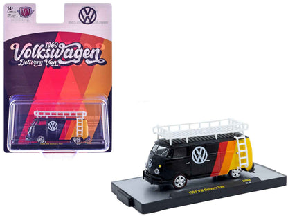 1960 Volkswagen Delivery Van Black with Stripes and White Roof Rack Limited Edition to 5280 pieces Worldwide 1/64 Diecast Model Car by M2 Machines Miniature Motors Default Title Default Title-
