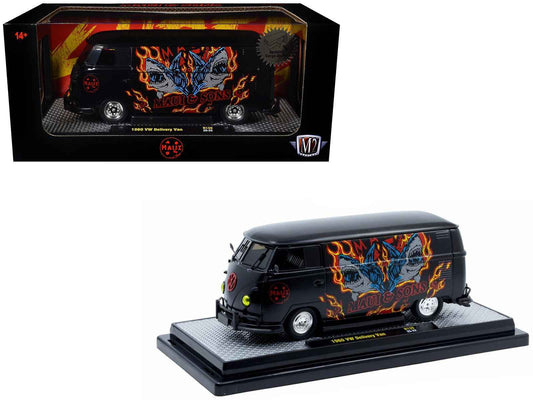 1960 Volkswagen Delivery Van "Maui & Sons" Black with Graphics Limited Edition to 4050 pieces Worldwide 1/24 Diecast Model Car by M2 Machines Cartsfy Inc.