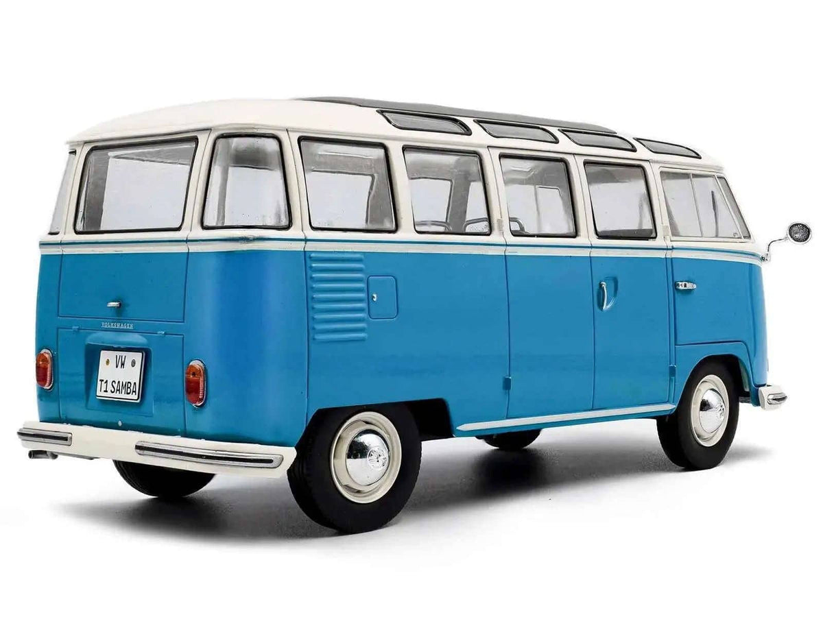 1962 Volkswagen T1 Samba Bus Baby Blue and White 1/18 Diecast Model Car by Solido Cartsfy Inc.