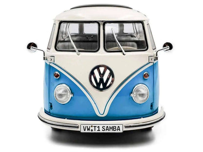 1962 Volkswagen T1 Samba Bus Baby Blue and White 1/18 Diecast Model Car by Solido Cartsfy Inc.