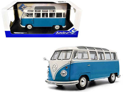 1962 Volkswagen T1 Samba Bus Baby Blue and White 1/18 Diecast Model Car by Solido Cartsfy Inc.