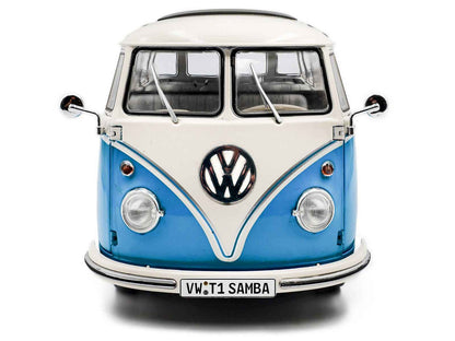 1962 Volkswagen T1 Samba Bus Baby Blue and White 1/18 Diecast Model Car by Solido Cartsfy Inc.