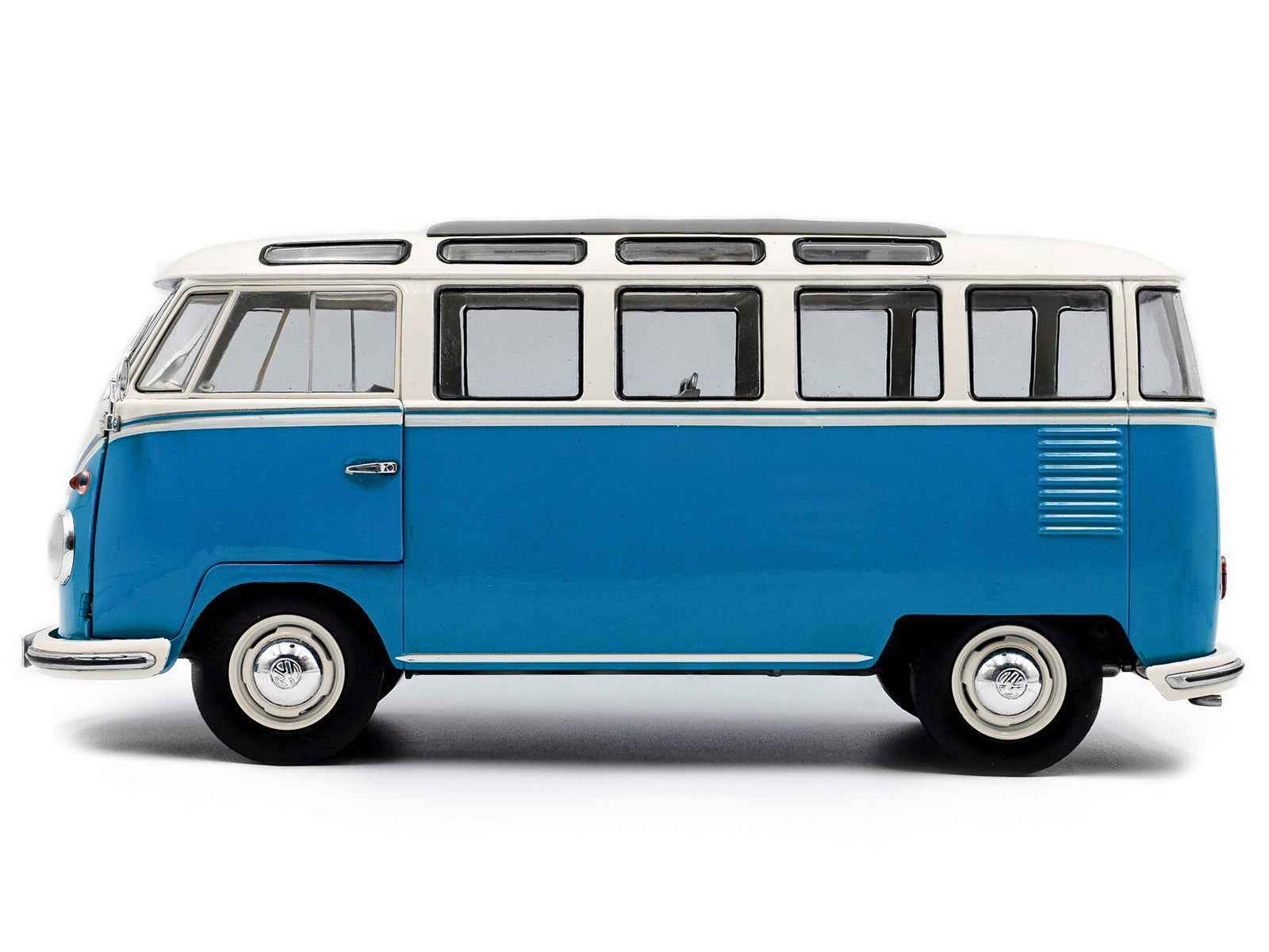 1962 Volkswagen T1 Samba Bus Baby Blue and White 1/18 Diecast Model Car by Solido Cartsfy Inc.