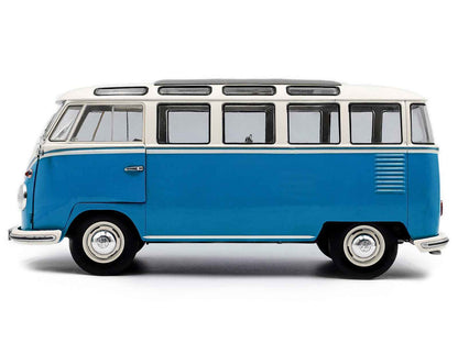 1962 Volkswagen T1 Samba Bus Baby Blue and White 1/18 Diecast Model Car by Solido Cartsfy Inc.