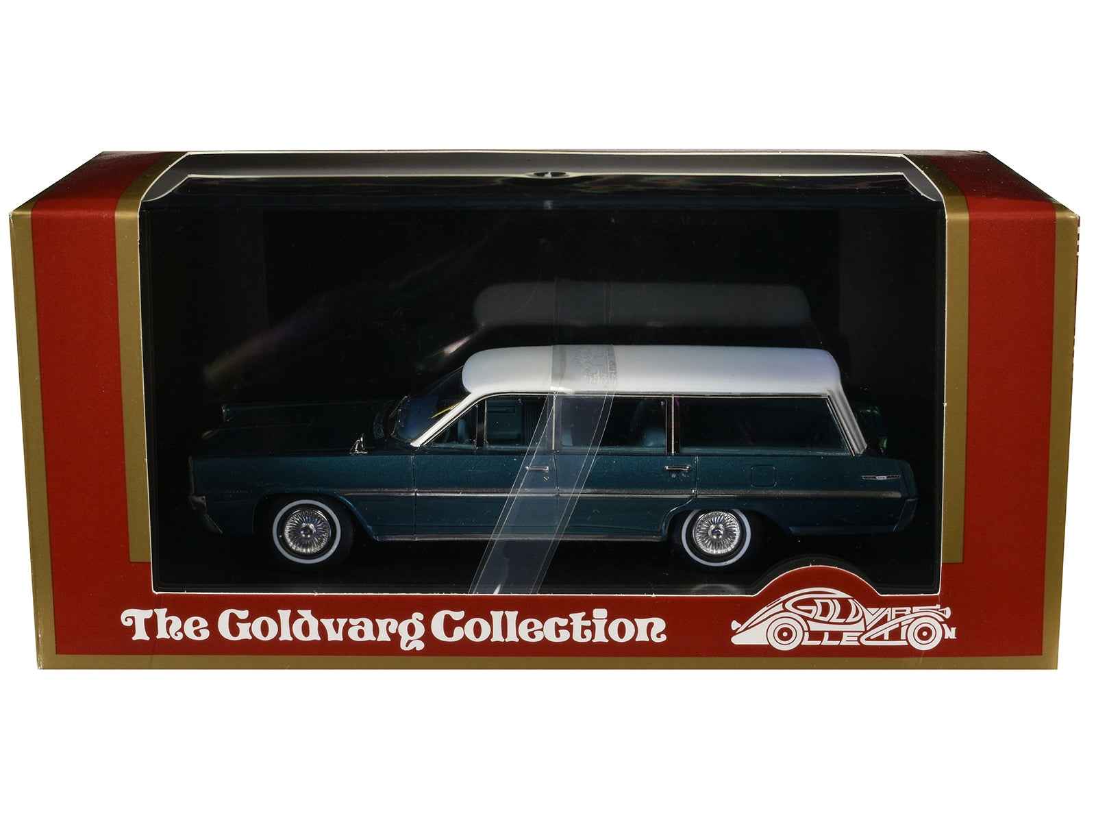 1964 Pontiac Safari Gulfstream Aqua Metallic with White Top and Blue Interior Limited Edition to 200 pieces Worldwide 1/43 Model Car by Goldvarg Collection Miniature Motors Default Title Default Title-