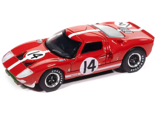 1965 Ford GT40 #14 Red with White Stripes "Vintage Muscle" Series 1/64 Diecast Model Car by Auto World Miniature Motors Default Title Default Title-