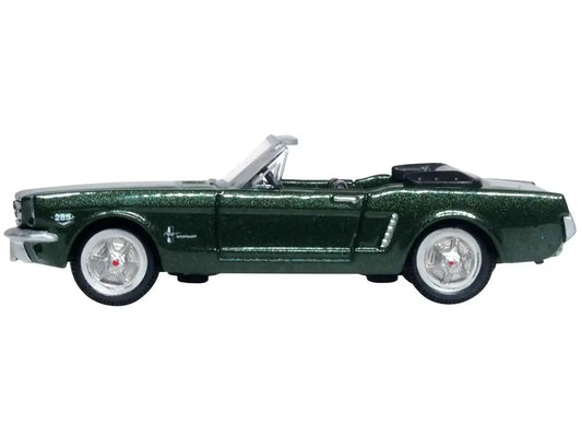 1965 Ford Mustang Convertible Ivy Green Metallic 1/87 (HO) Scale Diecast Model Car by Oxford Diecast Miniature Motors Default Title Default Title-