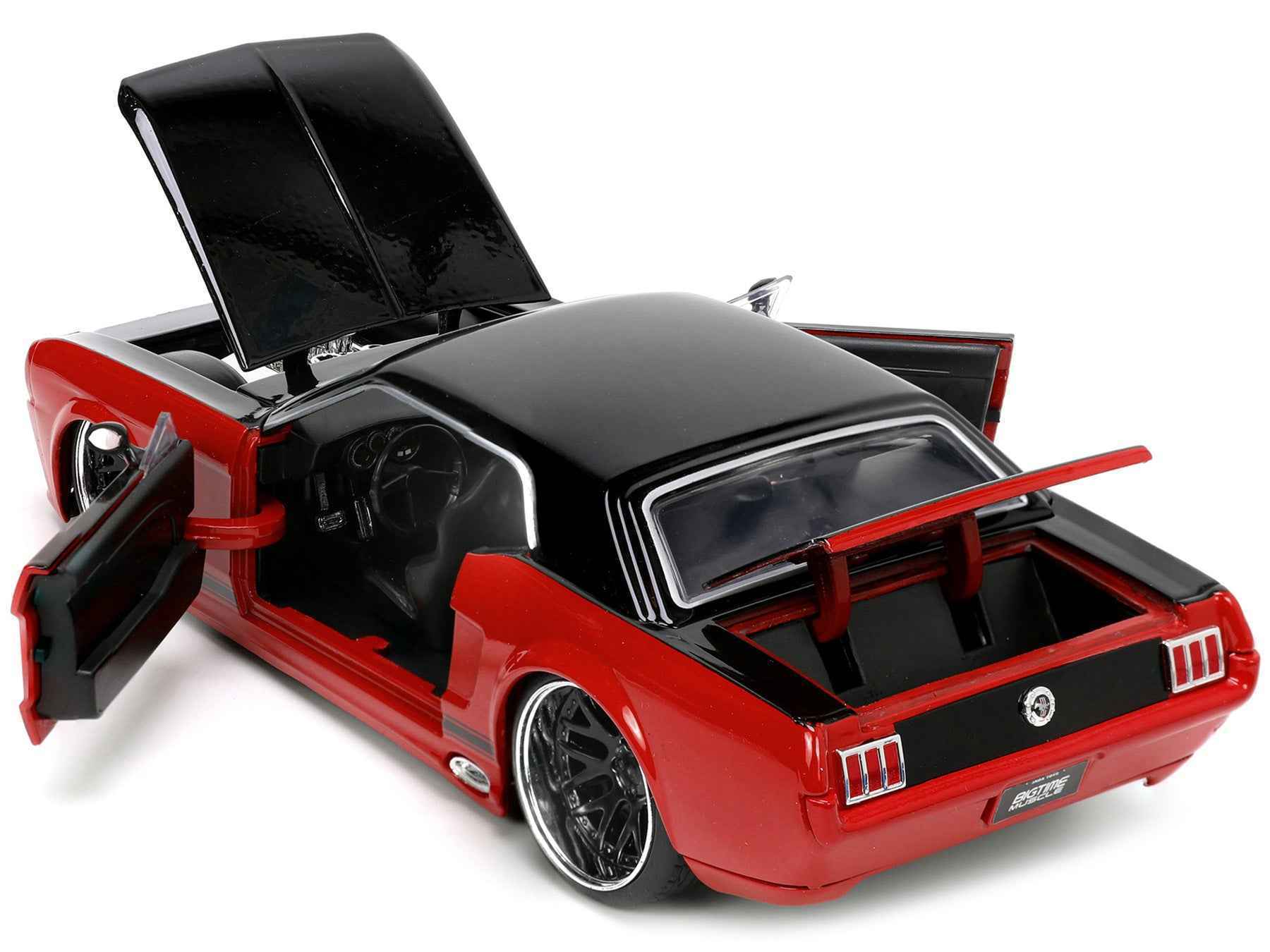 1965 Ford Mustang Custom Red and Black "Bigtime Muscle" Series 1/24 Diecast Model Car by Jada Cartsfy Inc.