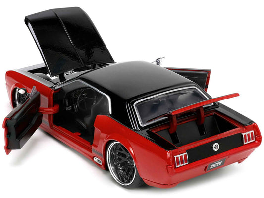 1965 Ford Mustang Custom Red and Black "Bigtime Muscle" Series 1/24 Diecast Model Car by Jada Cartsfy Inc.