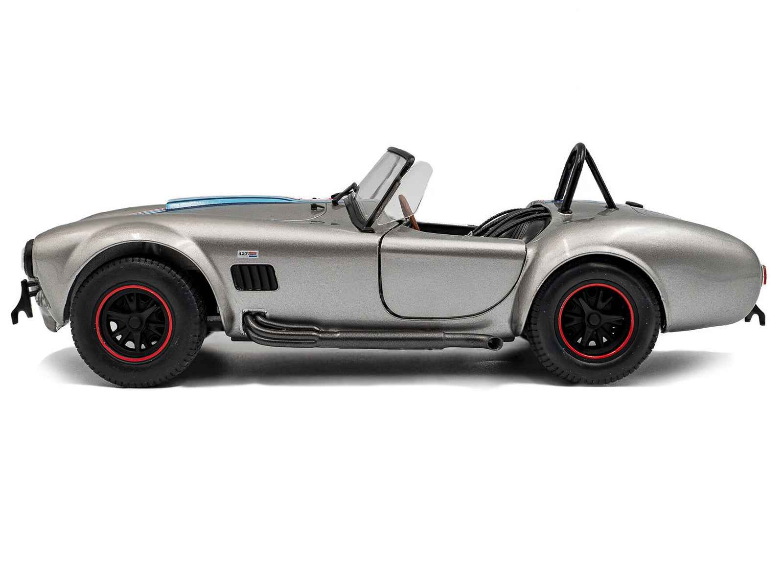 1965 Shelby Cobra 427 MKII "Solido Works M Racing Tribute" Gray Metallic with Stripes 1/18 Diecast Model Car by Solido Miniature Motors Default Title Default Title-