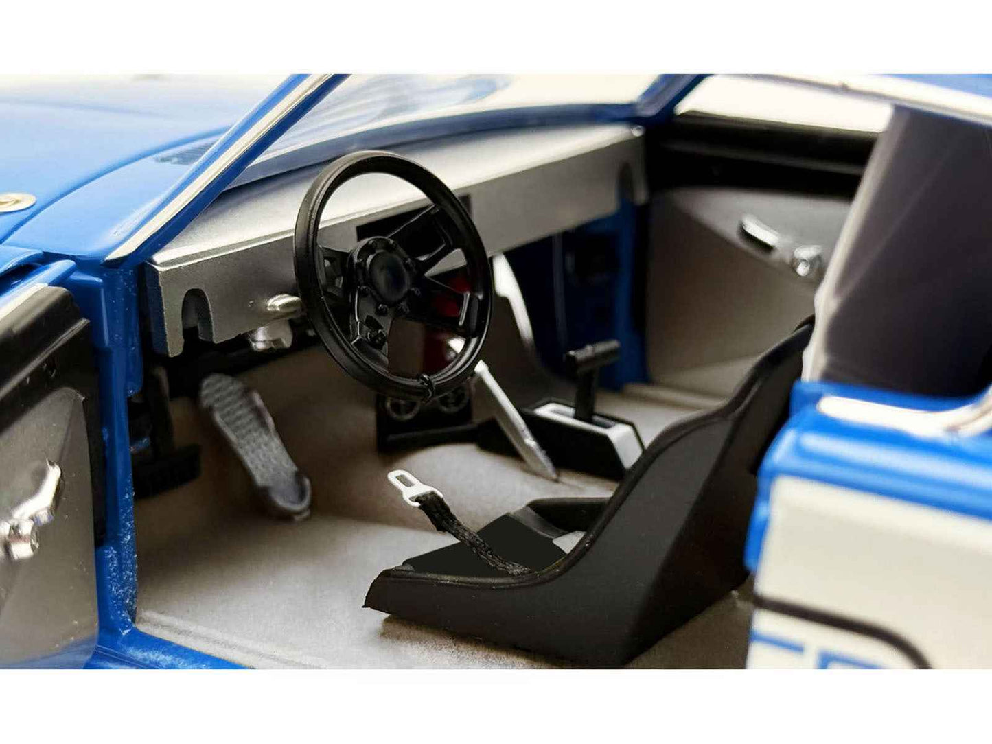 1966 Plymouth Barracuda "Hemi Hustler" Blue with White Stripes Limited Edition to 374 pieces Worldwide 1/18 Diecast Model Car by ACME Cartsfy Inc.