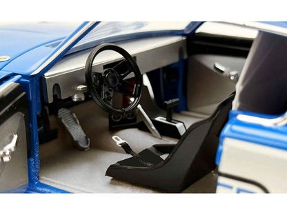 1966 Plymouth Barracuda "Hemi Hustler" Blue with White Stripes Limited Edition to 374 pieces Worldwide 1/18 Diecast Model Car by ACME Cartsfy Inc.