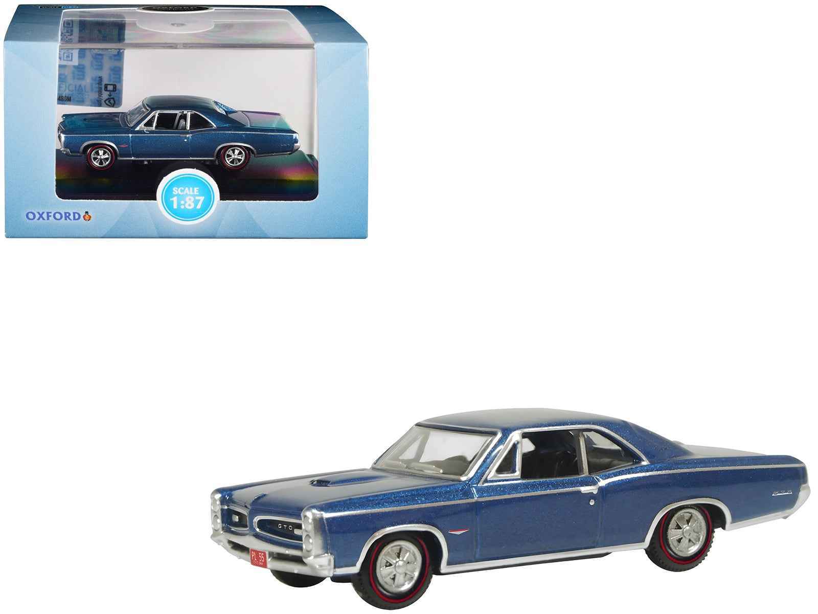 1966 Pontiac GTO Fontaine Blue Metallic 1/87 (HO) Scale Diecast Model Car by Oxford Diecast Cartsfy Inc.