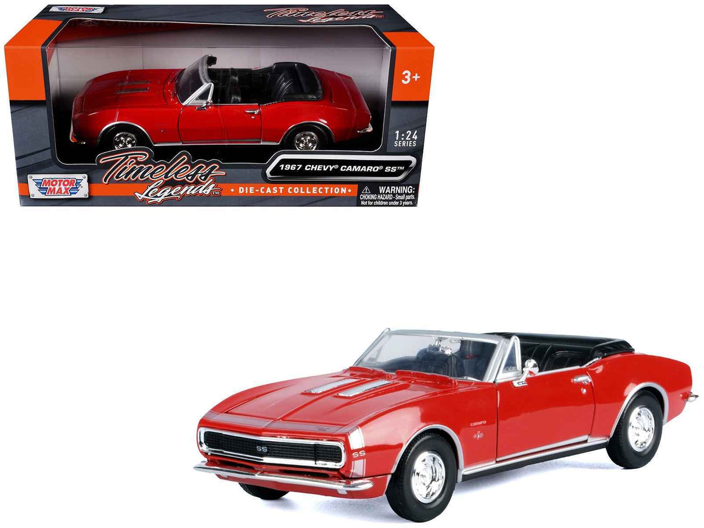 1967 Chevrolet Camaro SS Convertible Burgundy 1/24 Diecast Model Car by Motormax Cartsfy Inc.