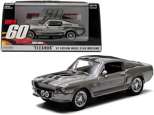 1967 Ford Mustang Custom "Eleanor" Gray Metallic with Black Stripes "Gone in 60 Seconds" (2000) Movie 1/43 Diecast Model Car by Greenlight Miniature Motors Default Title Default Title-