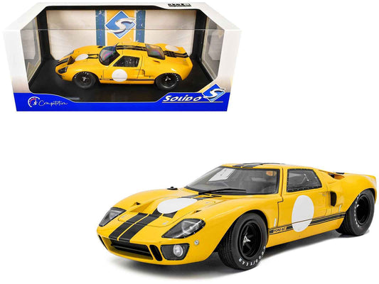 1968 Ford GT40 MK1 Yellow with Black Stripes "Competition" Series 1/18 Diecast Model Car by Solido Cartsfy Inc.