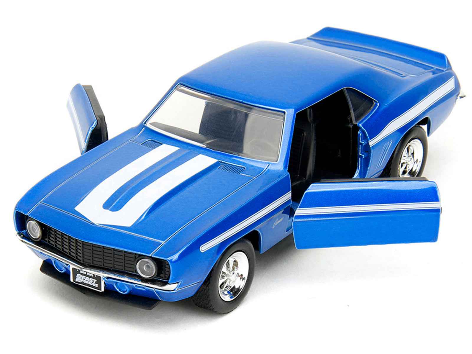 1969 Chevrolet Camaro Blue Metallic with White Stripes "2 Fast 2 Furious" (2003) Movie "Fast & Furious" Series 1/32 Diecast Model Car by Jada Miniature Motors Default Title Default Title-