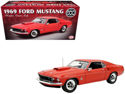 1969 Ford Mustang Limited Edition 600 Flower Power Red Limited Edition to 300 pieces Worldwide 1/18 Diecast Model Car by ACME Cartsfy Inc.