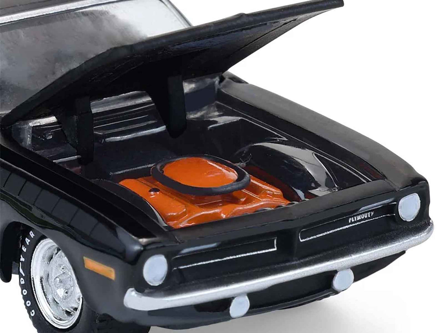 1970 Plymouth 'Cuda AAR Black with Gray Stripes "Barrett-Jackson" Series 16 1/64 Diecast Model Car by Greenlight Miniature Motors Default Title Default Title-