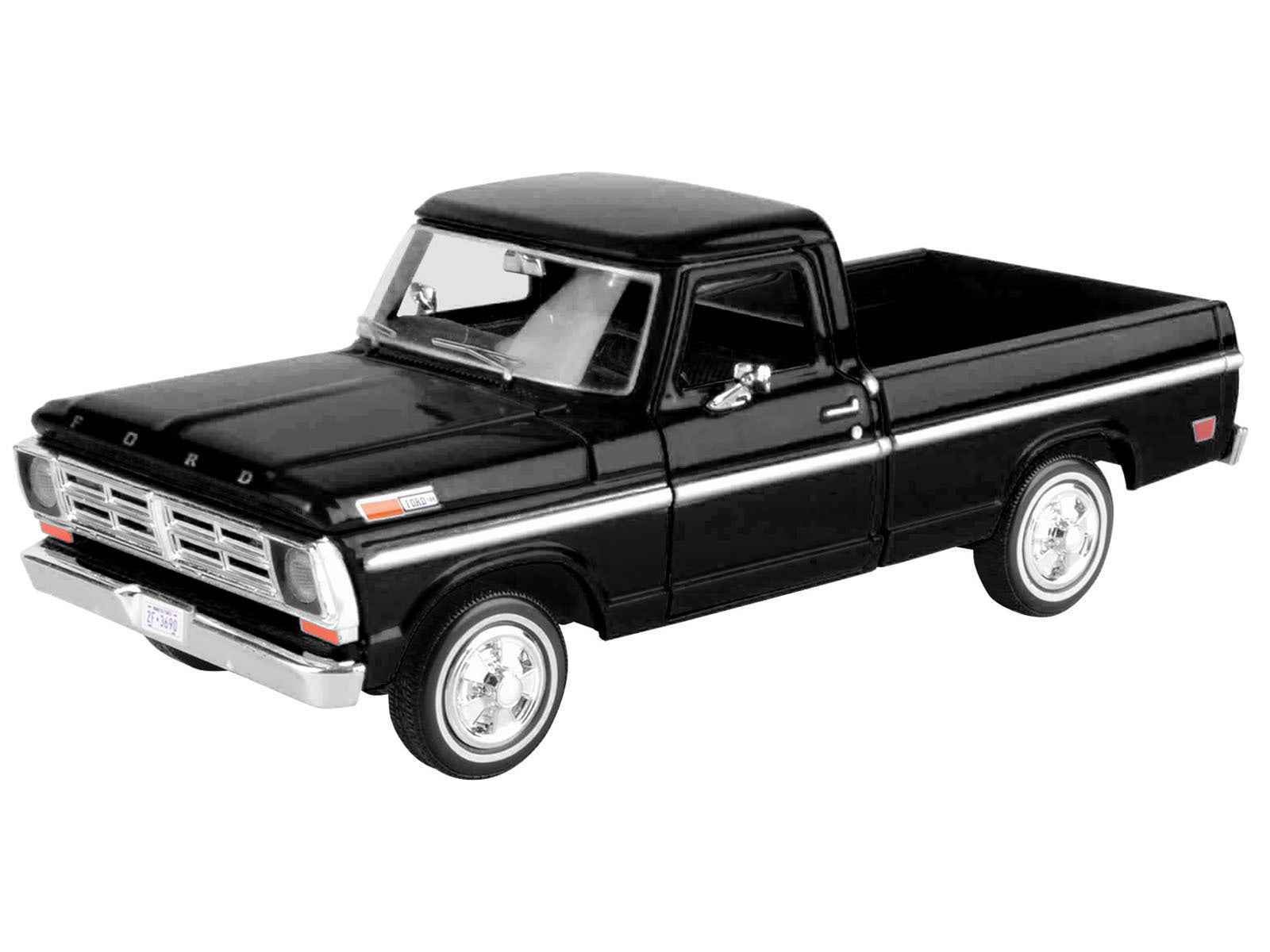 Black 1972 Ford F-100 pickup diecast model car, front view