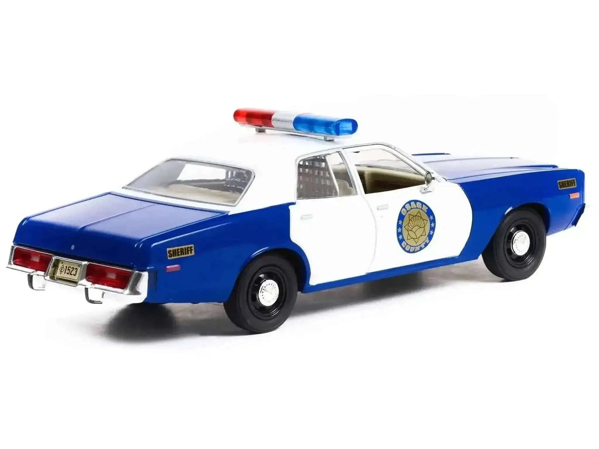 1975 Plymouth Fury "Osage County Sheriff" Blue and White 1/24 Diecast Model Car by Greenlight Cartsfy Inc.