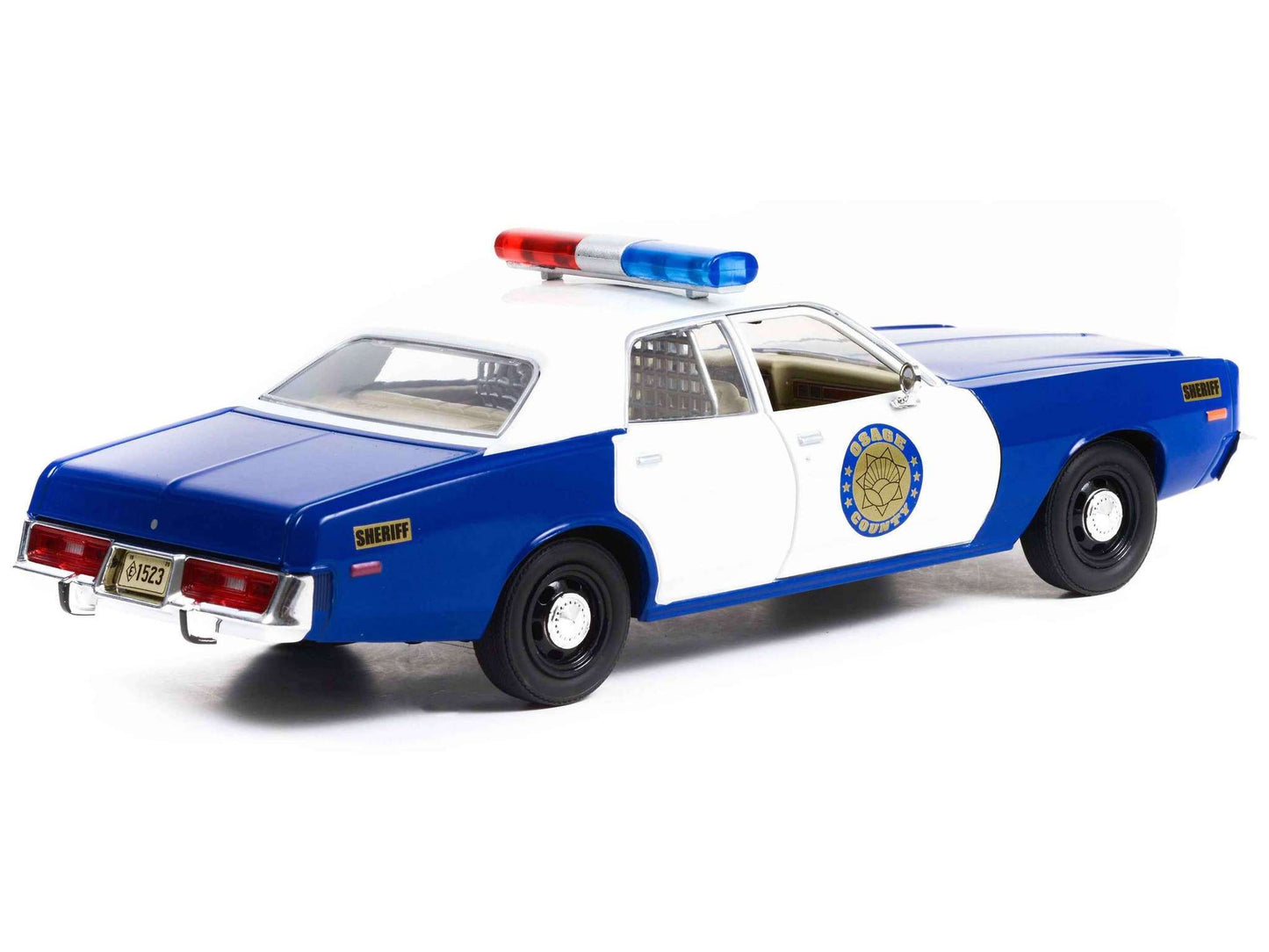 1975 Plymouth Fury "Osage County Sheriff" Blue and White 1/24 Diecast Model Car by Greenlight Miniature Motors Default Title Default Title-