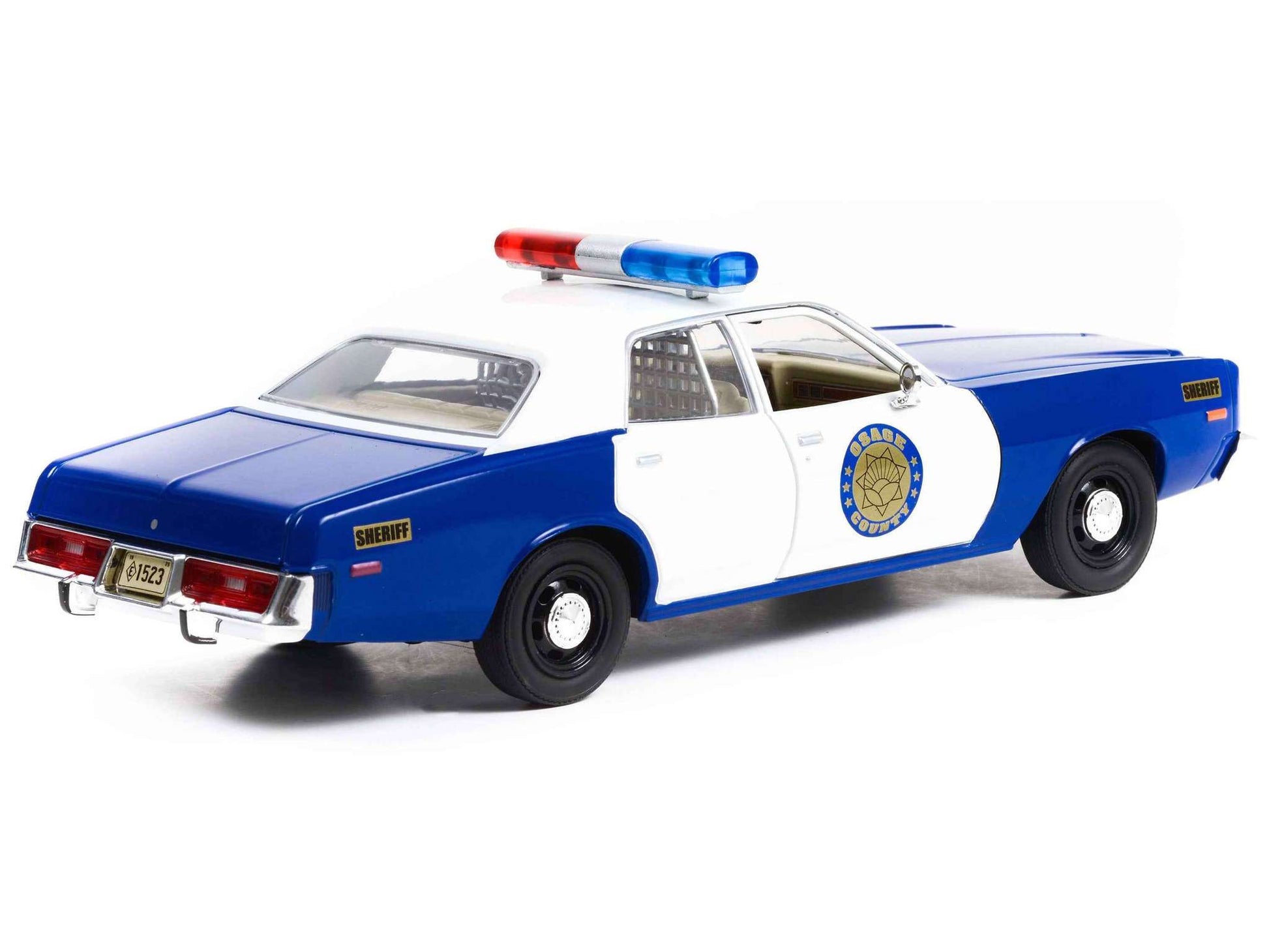 1975 Plymouth Fury "Osage County Sheriff" Blue and White 1/24 Diecast Model Car by Greenlight Miniature Motors Default Title Default Title-