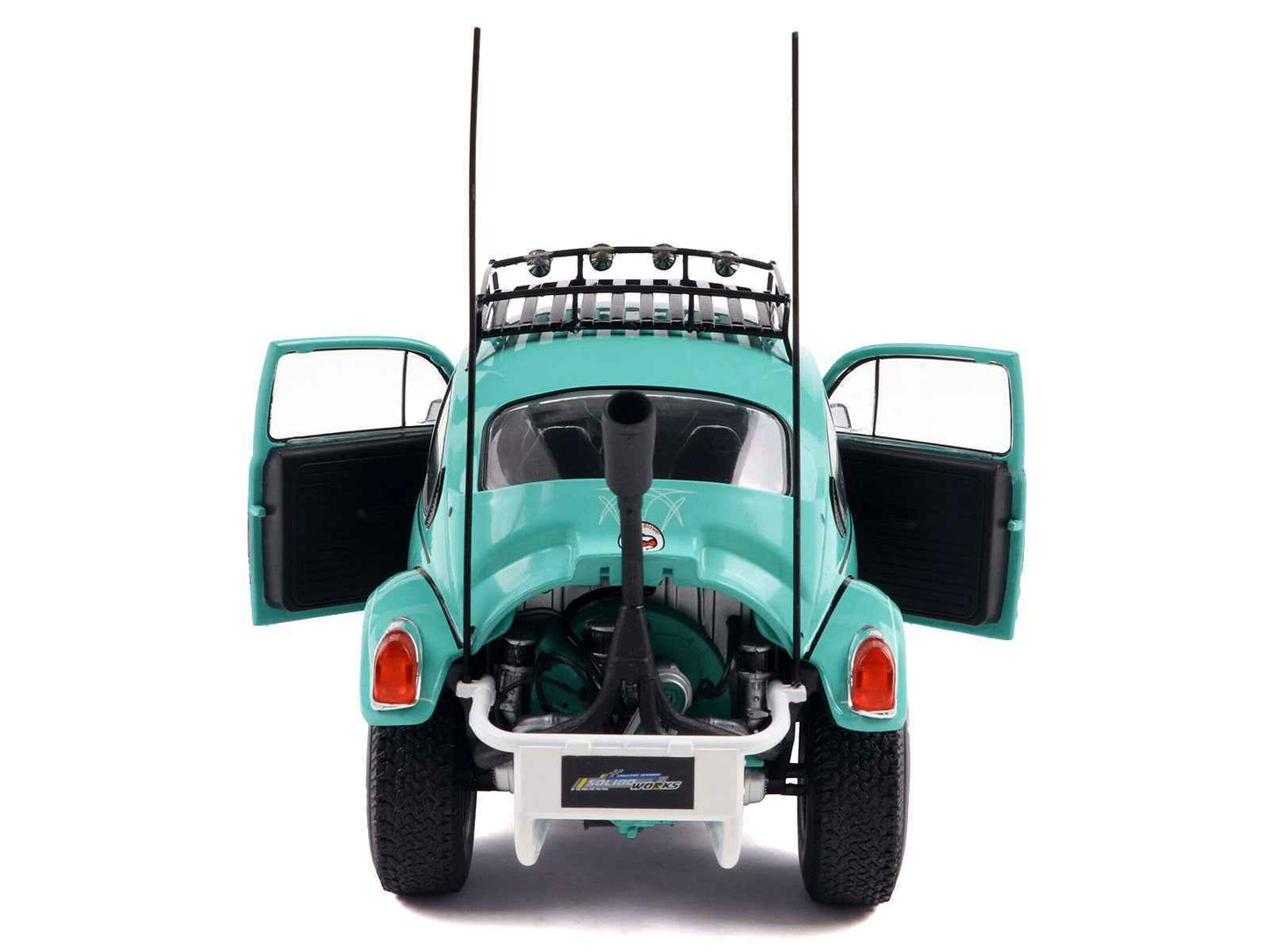 1976 Volkswagen Beetle Baja Miami Green with Pink Graphics 1/18 Diecast Model Car by Solido Cartsfy Inc.