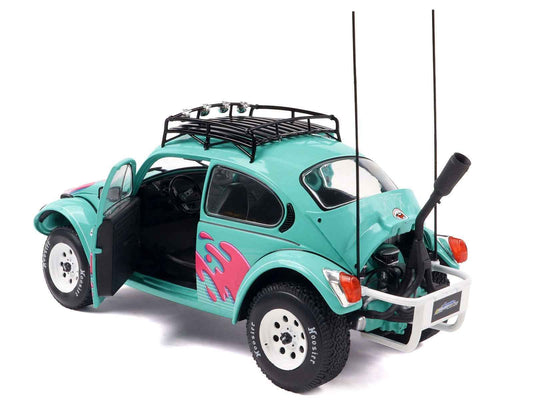 1976 Volkswagen Beetle Baja Miami Green with Pink Graphics 1/18 Diecast Model Car by Solido Cartsfy Inc.