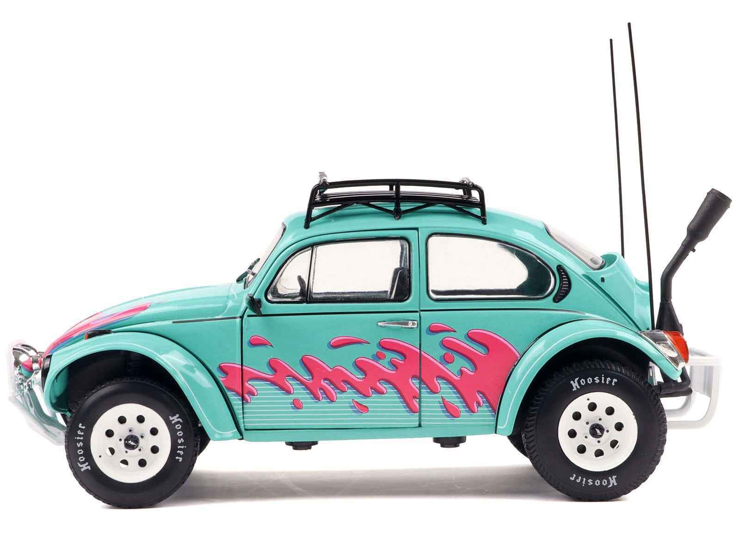 1976 Volkswagen Beetle Baja Miami Green with Pink Graphics 1/18 Diecast Model Car by Solido Cartsfy Inc.