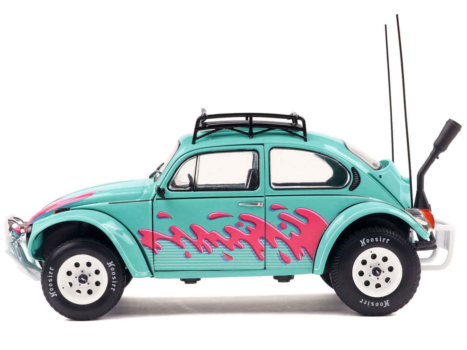 1976 Volkswagen Beetle Baja Miami Green with Pink Graphics 1/18 Diecast Model Car by Solido Cartsfy Inc.