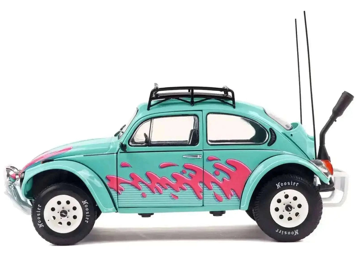 1976 Volkswagen Beetle Baja Miami Green with Pink Graphics 1/18 Diecast Model Car by Solido Cartsfy Inc.
