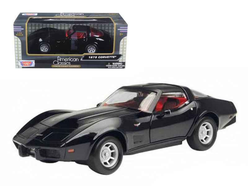 1979 Chevrolet Corvette Black 1/24 Diecast Car Model by Motormax Cartsfy Inc.