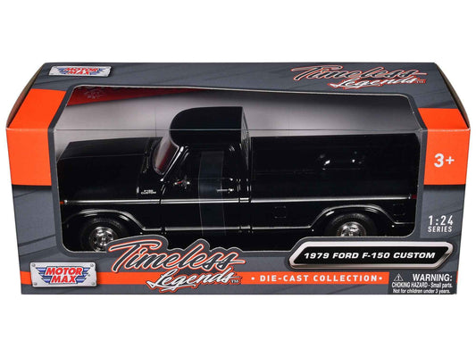 1979 Ford F-150 Custom Pickup Truck Black "Timeless Legends" Series 1/24 Diecast Model Car by Motormax Cartsfy Inc.