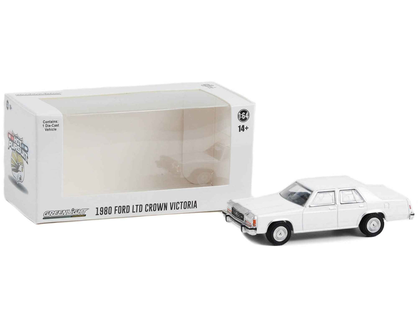 1980-1991 Ford LTD Crown Victoria Police White "Hot Pursuit" "Hobby Exclusive" Series 1/64 Diecast Model Car by Greenlight Miniature Motors Default Title Default Title-