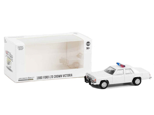 1980-1991 Ford LTD Crown Victoria Police White with Light Bar "Hot Pursuit" "Hobby Exclusive" Series 1/64 Diecast Model Car by Greenlight Cartsfy Inc.