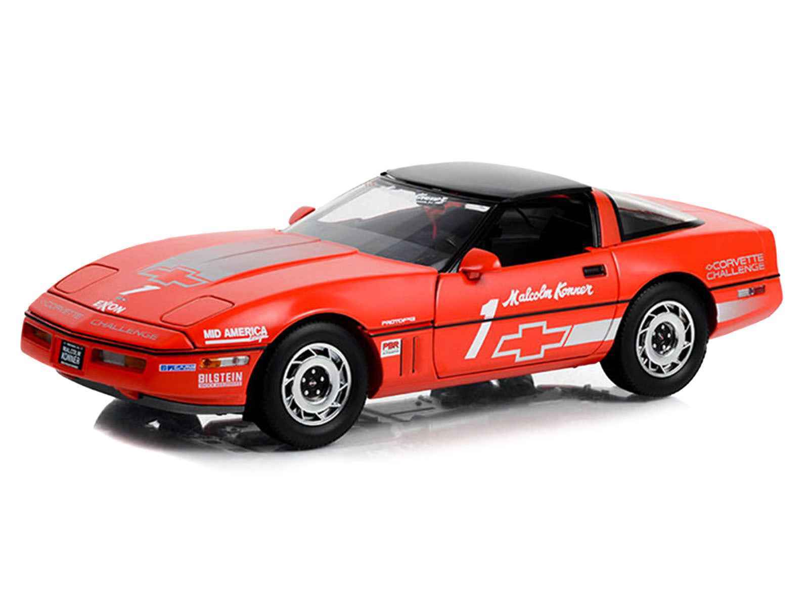 1988 Chevrolet Corvette C4 #1 Malcolm Konner "Corvette Challenge Race Car" Red with Black Top 1/18 Diecast Model Car by Greenlight Miniature Motors Default Title Default Title-