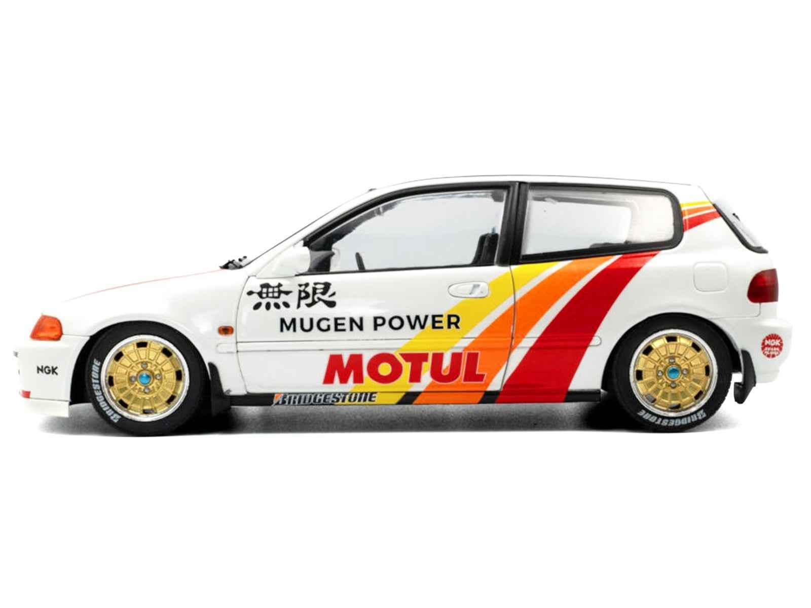 1991 Honda Civic (EG6) RHD (Right Hand Drive) "Mugen Racing" White with Stripes 1/18 Diecast Model Car by Solido Cartsfy Inc.
