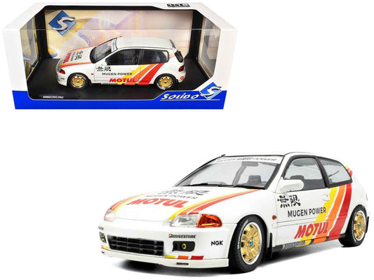 1991 Honda Civic (EG6) RHD (Right Hand Drive) "Mugen Racing" White with Stripes 1/18 Diecast Model Car by Solido Cartsfy Inc.