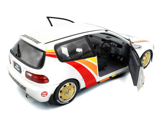 1991 Honda Civic (EG6) RHD (Right Hand Drive) "Mugen Racing" White with Stripes 1/18 Diecast Model Car by Solido Cartsfy Inc.
