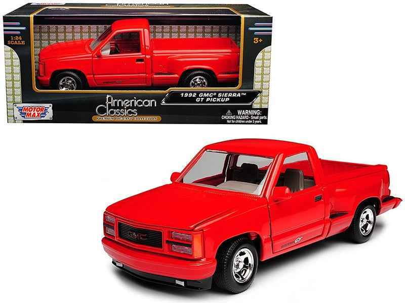 1992 GMC Sierra GT Red Pickup Truck 1/24 Diecast Model by Motormax Cartsfy Inc.