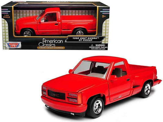 1992 GMC Sierra GT Red Pickup Truck 1/24 Diecast Model by Motormax Cartsfy Inc.